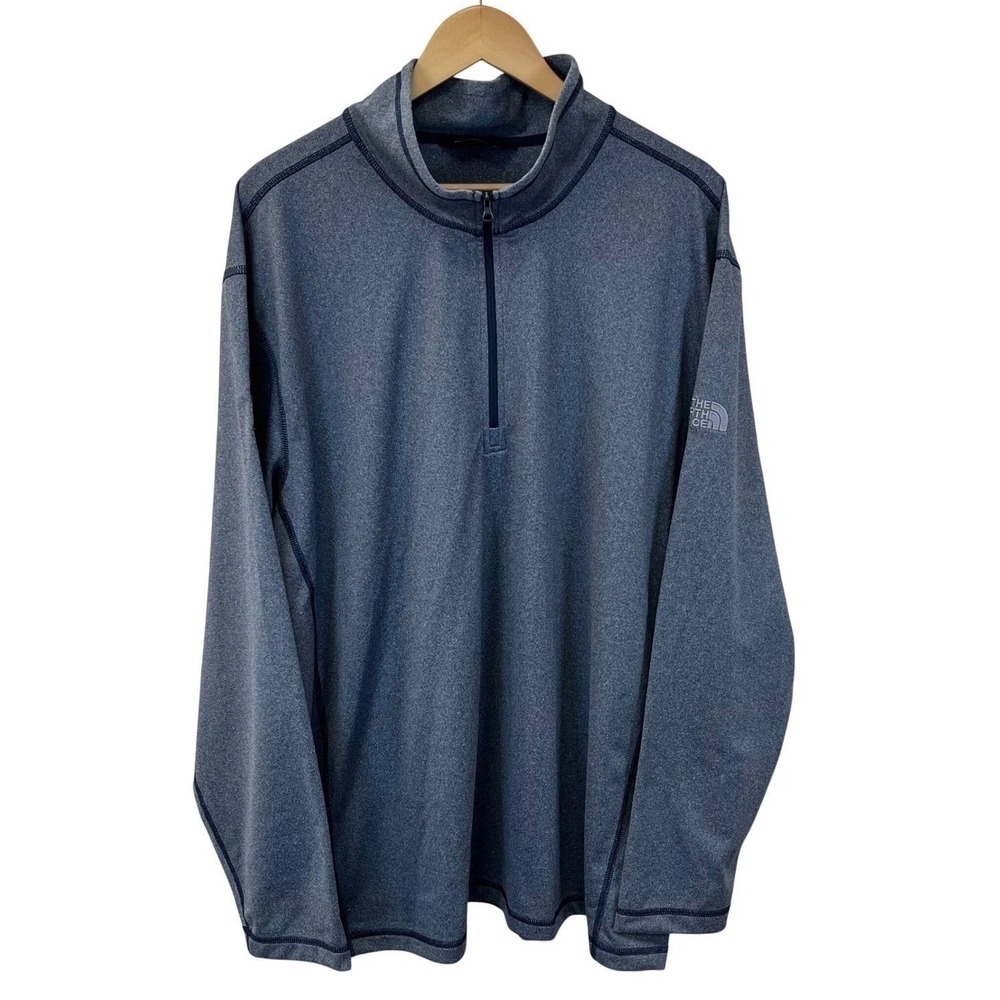 The North Face Mens XXXL Blue Gray Heather Quarter Zip Pullover Performance Top